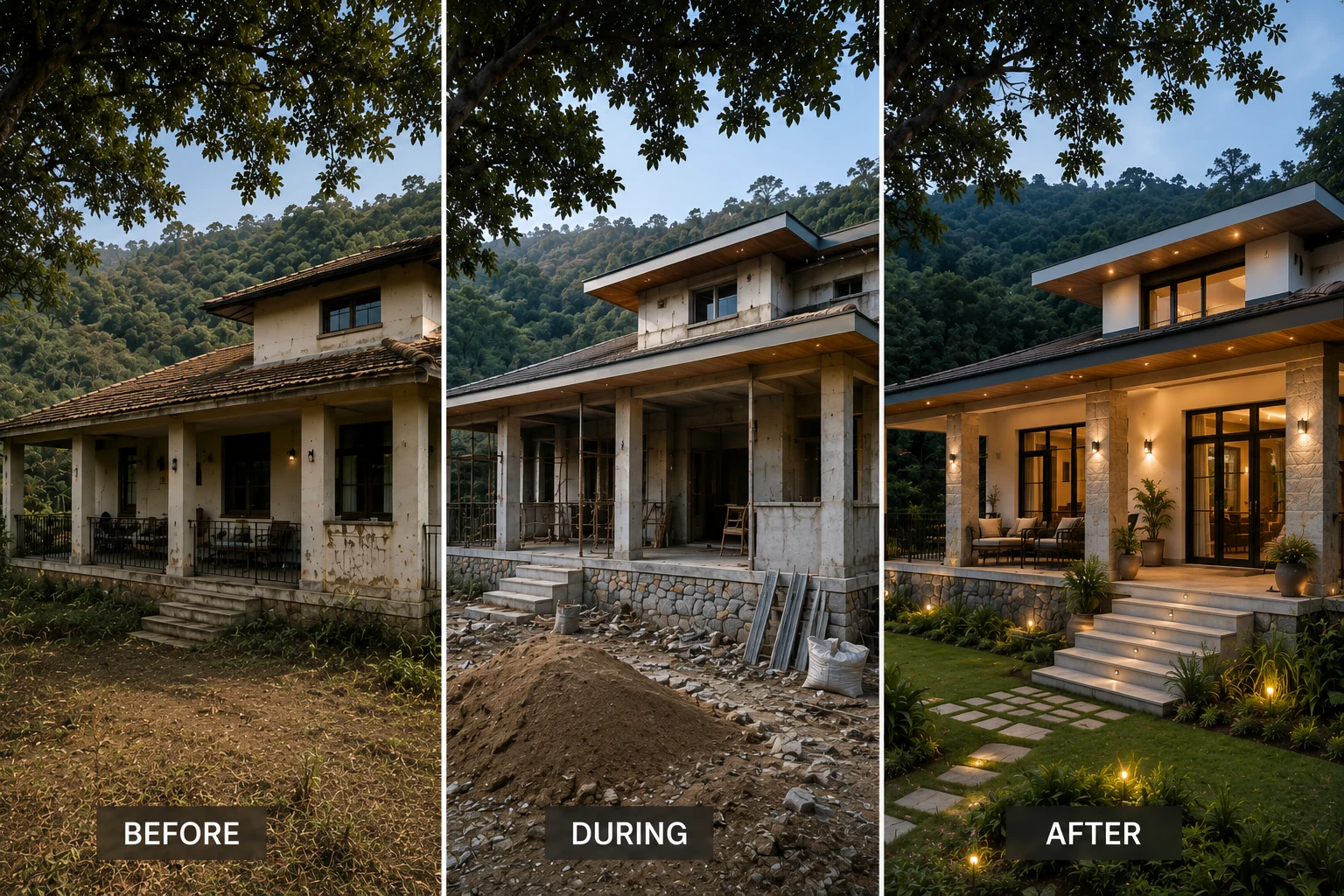 Before-and-after property improvement work in Panchgani