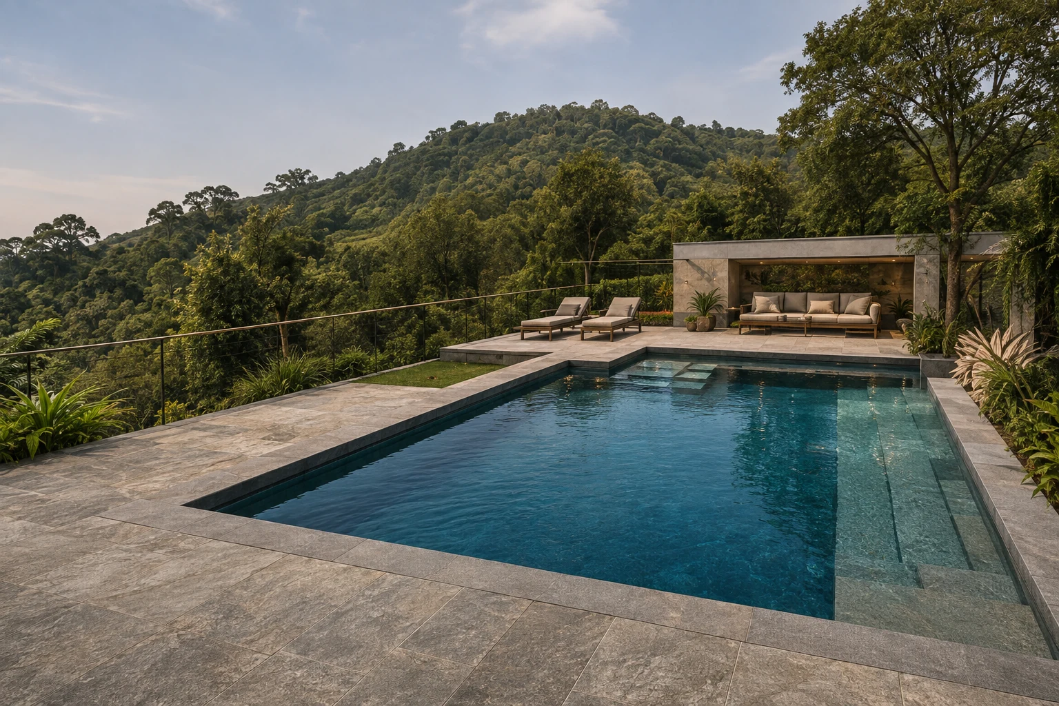 Swimming pool at a hillside destination home